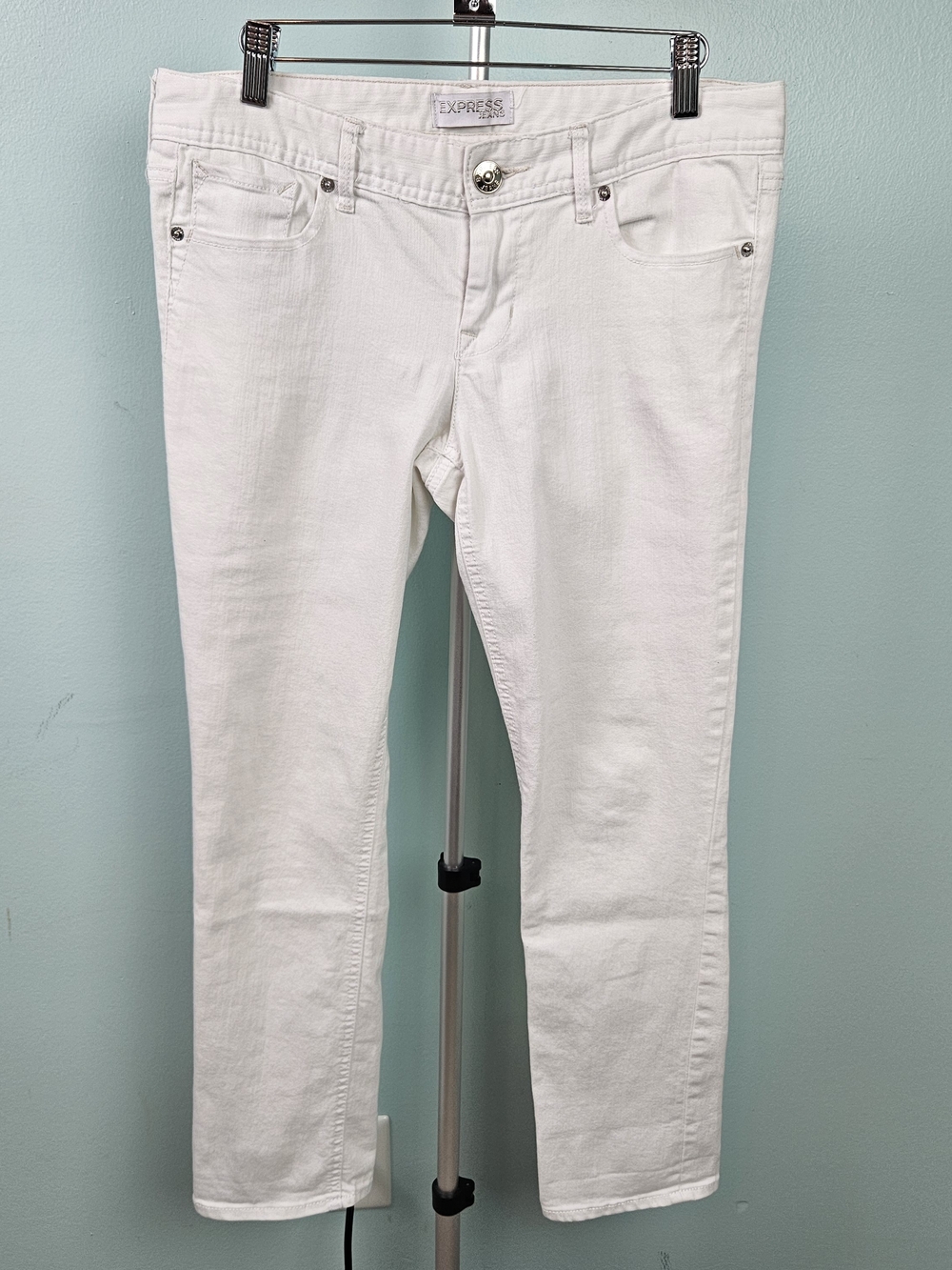 Express White Cropped Skinny Stella Slim Jeans